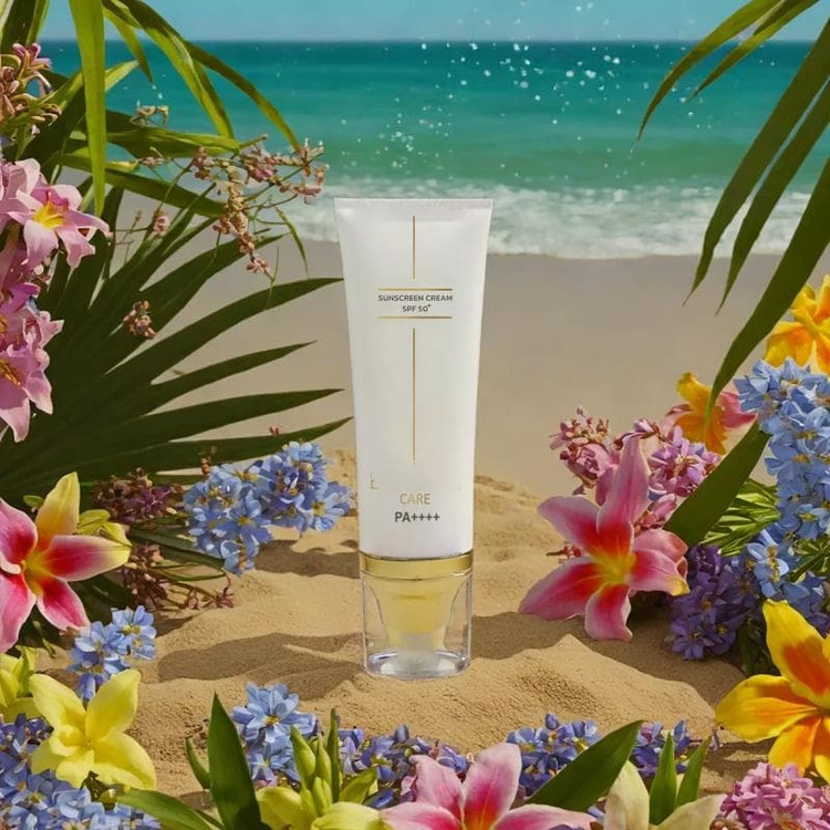 کرم ضدآفتاب +SPF50 بی رنگ مناسب انواع پوست ۸۰ میلی لیترپنبه ریز